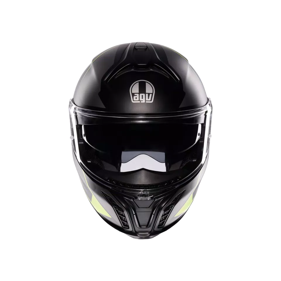 TOURMODULAR PERCEPTION MATT BLACK/YELLOW FLUO - MOTORBIKE FLIP UP HELMET E2206