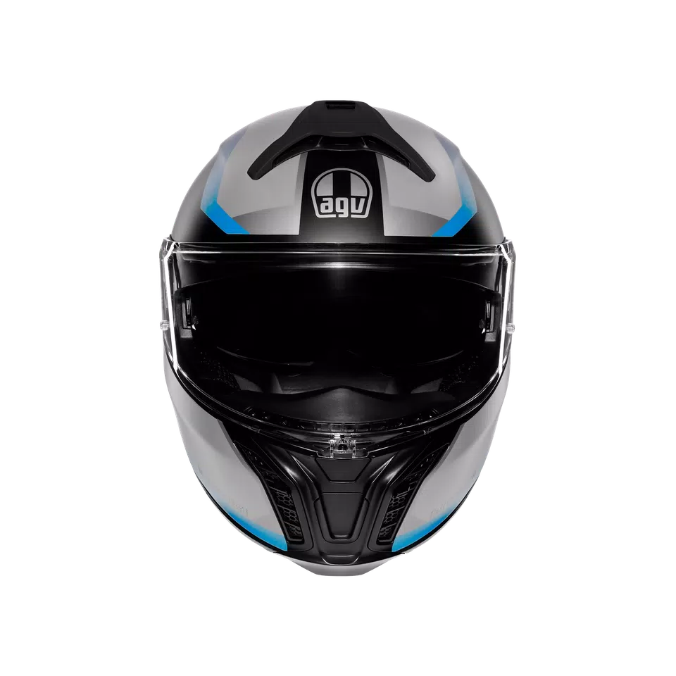 TOURMODULAR STRAY MATT BLACK/GREY/BLUE - MOTORBIKE FLIP UP HELMET E2206