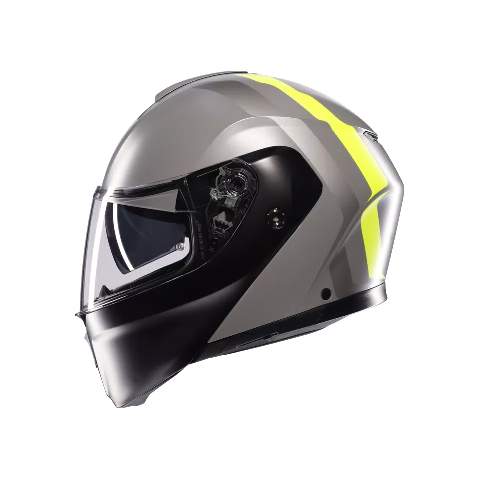STREETMODULAR RESIA MATT GREY/BLACK/YEL FLUO - MOTORBIKE FLIP UP HELMET E2206