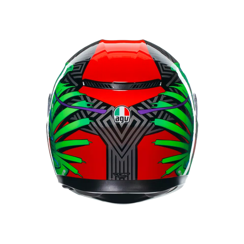 K3 KAMALEON BLACK/RED/GREEN - MOTORBIKE FULL FACE HELMET E2206