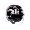 ETERES HISTORY MATT BLACK/WHITE/RED - MOTORBIKE OPEN FACE HELMET E2206