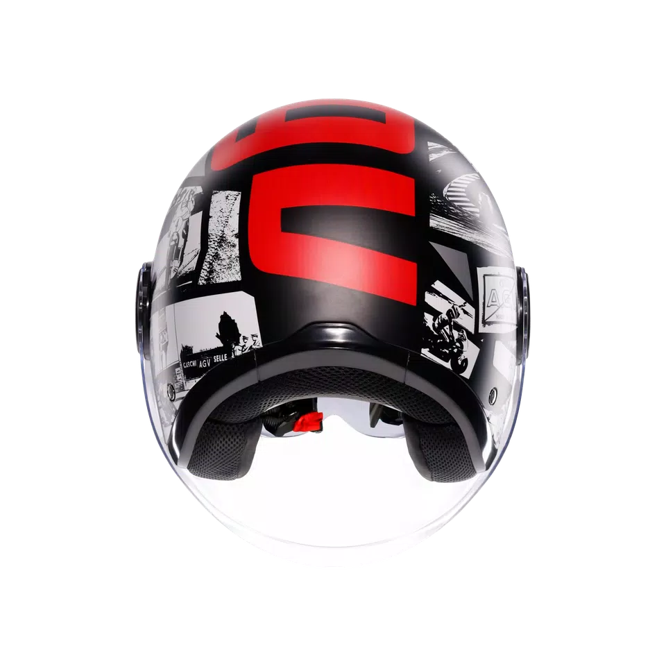 ETERES HISTORY MATT BLACK/WHITE/RED - MOTORBIKE OPEN FACE HELMET E2206