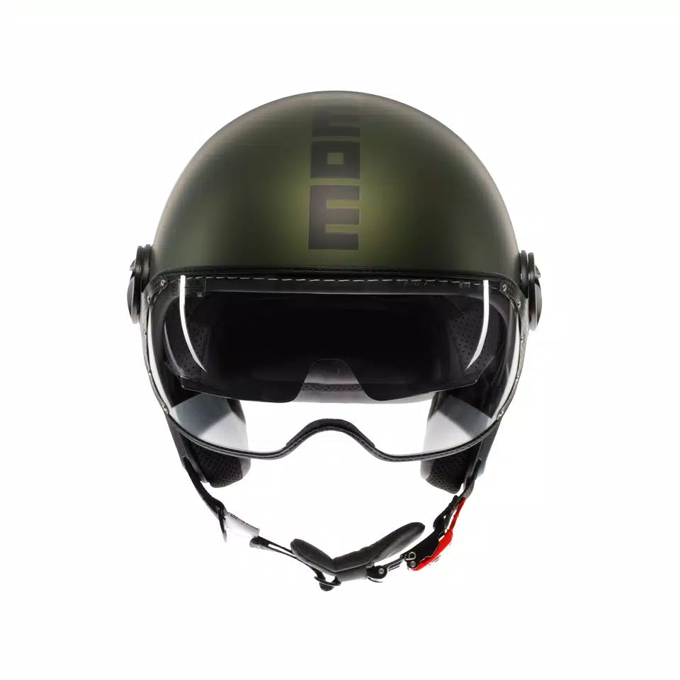 MOMODESIGN FGTR EVO MATT GREEN / BLACK - JET HELMET WITH DUAL VISOR E2206