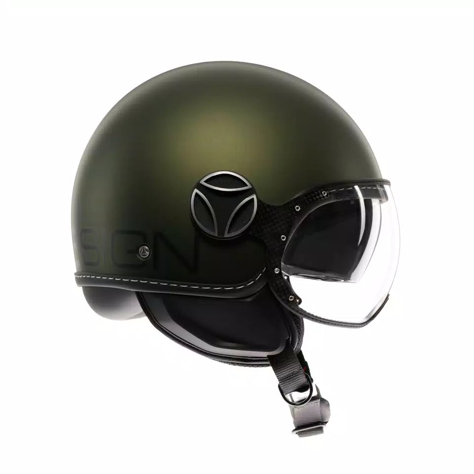 MOMODESIGN FGTR EVO MATT GREEN / BLACK - JET HELMET WITH DUAL VISOR E2206