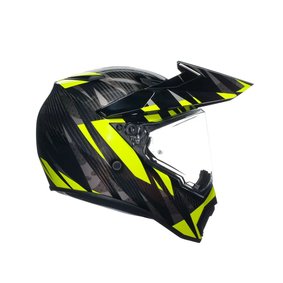AX9 STEPPA CARBON/GREY/YELLOW FLUO - MOTORBIKE FULL FACE HELMET E2205